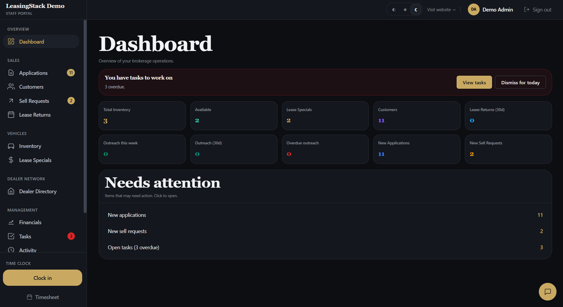 LeasingStack portal dashboard preview